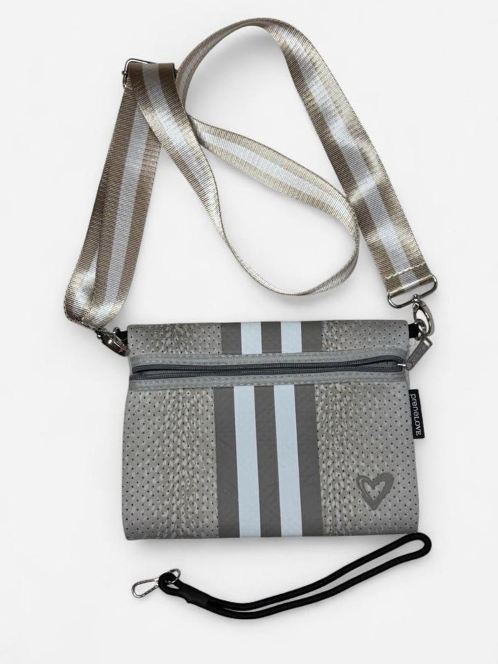 Prenelove | Grey & White Striped | Crossbody Bag